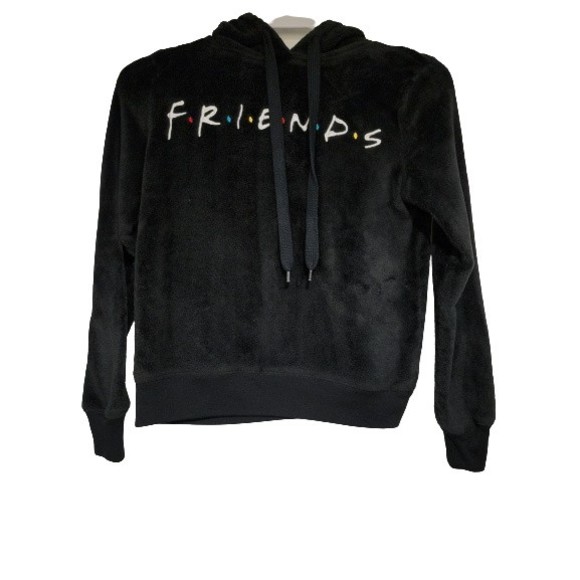 Friends Other - Friends TV Show Womens Sleepwear Fleece Hoodie Sweatshirt Black Pullover Size XS